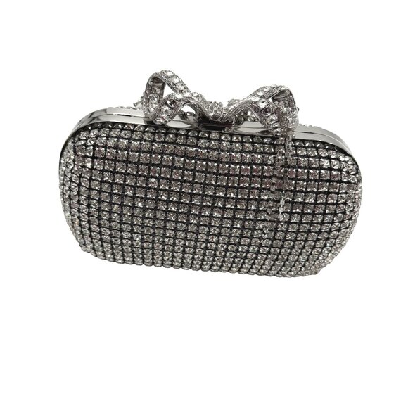 Self-Portrait Crystal Embellished Clutch With Bow Detail - Picture 5 of 13